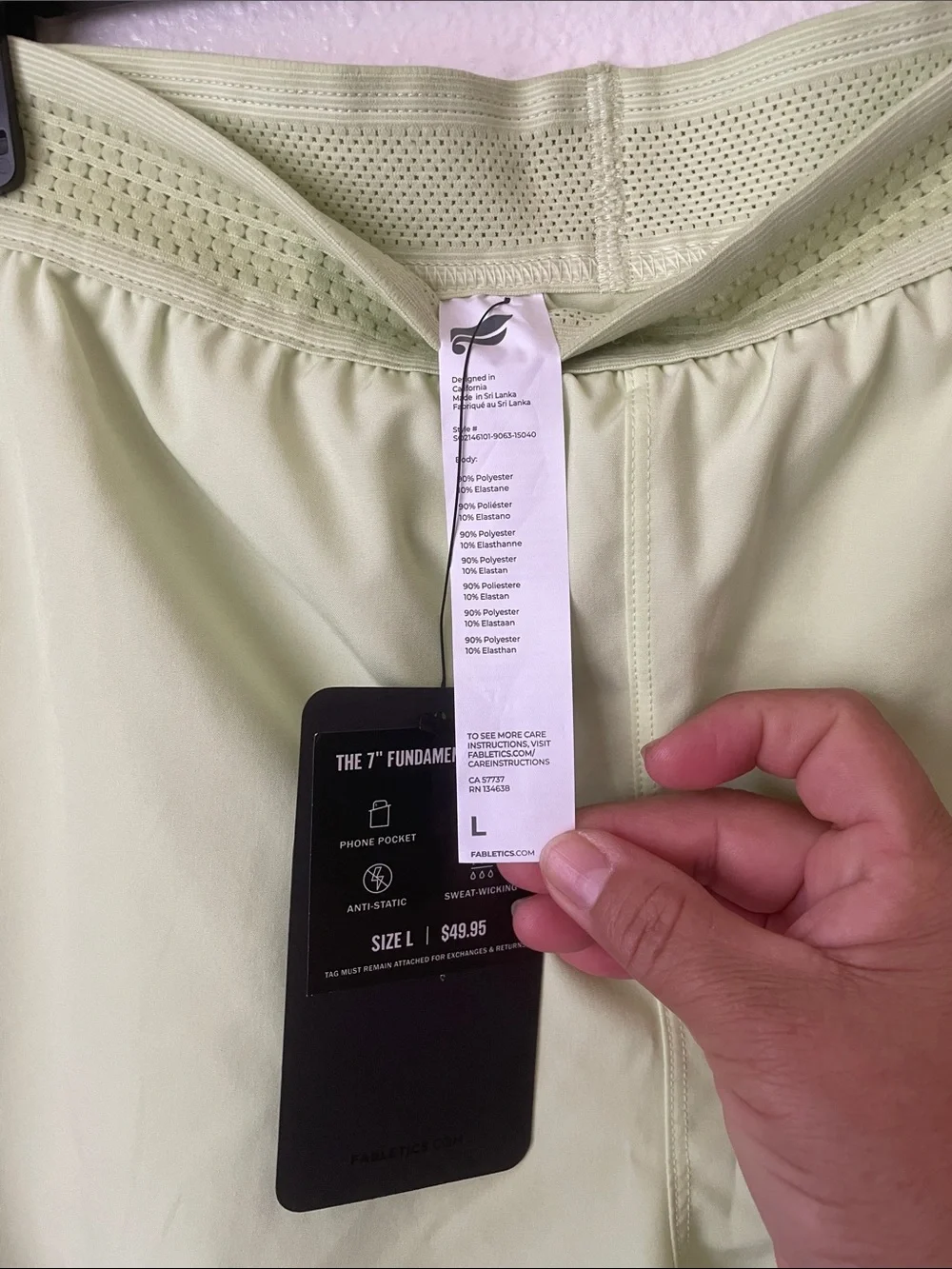 Fabletics Men's The 7-Inch Fundamental Short Unlined Faded Lime Size L